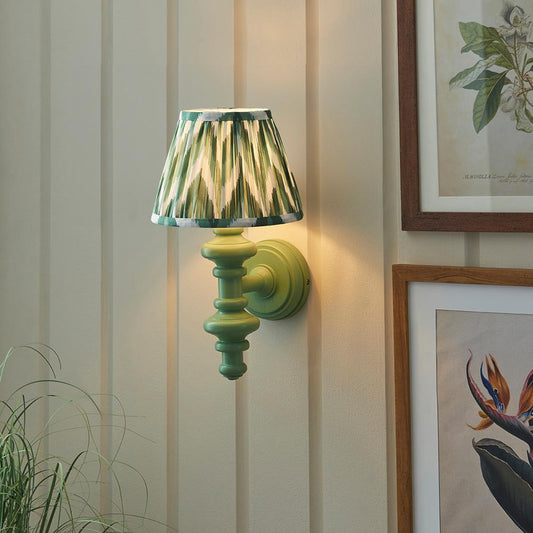 Carnaby And Zigzag 20cm Cotswold Green Shade Wall Light Satin Cotswold Green Base