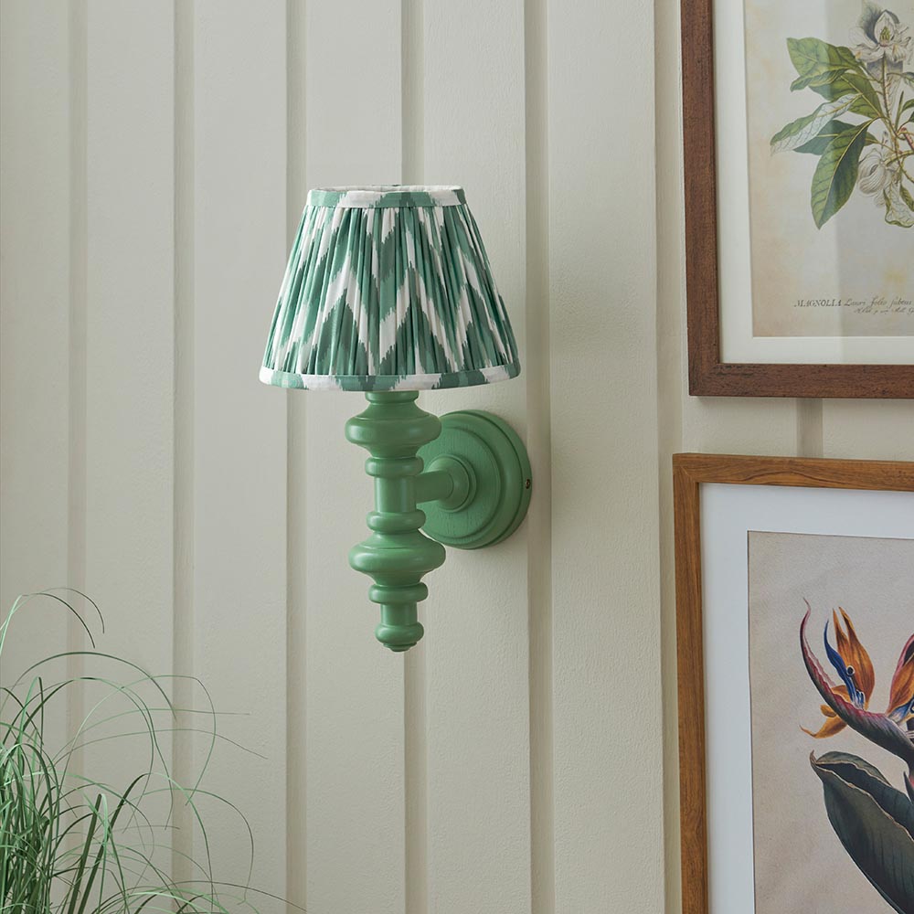 Carnaby And Zigzag 20cm Cotswold Green Shade Wall Light Satin Cotswold Green Base