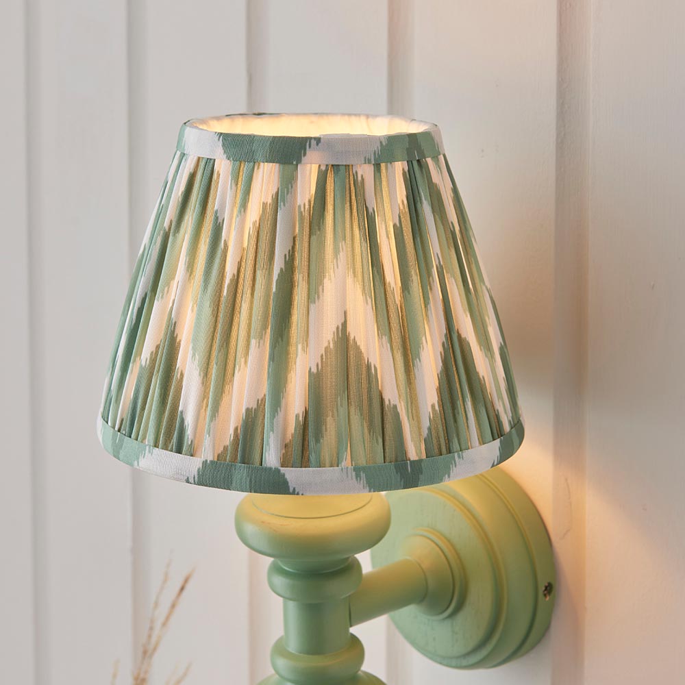 Carnaby And Zigzag 20cm Cotswold Green Shade Wall Light Satin Cotswold Green Base