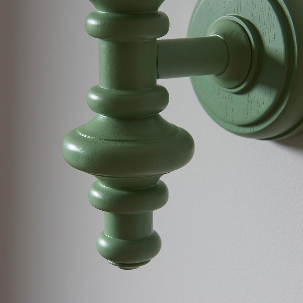 Carnaby And Zigzag 20cm Apricot Orange Shade Wall Light Satin Cotswold Green Base