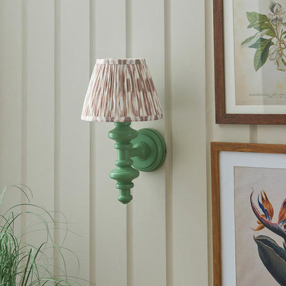 Carnaby And Ikat 20cm Neutral Shade Wall Light With Satin Cotswold Green Base