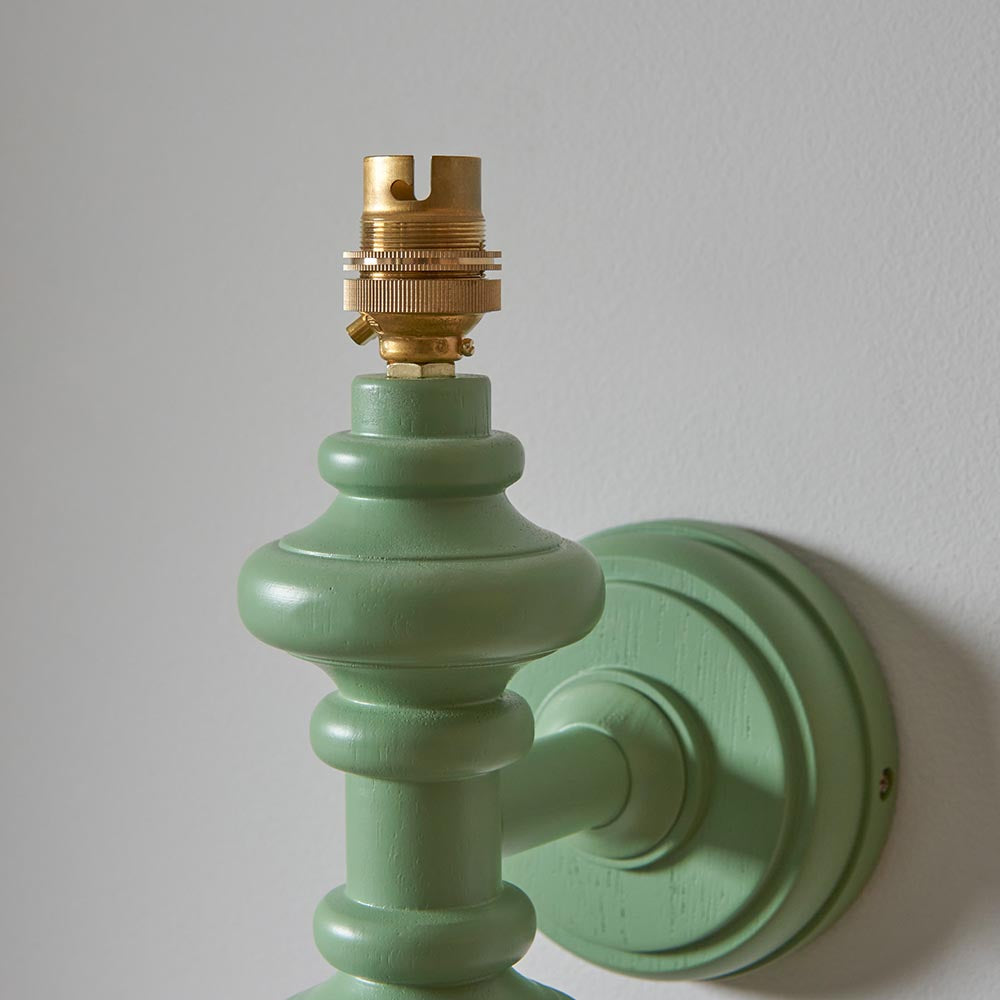 Carnaby And Ikat 20cm Neutral Shade Wall Light With Satin Cotswold Green Base