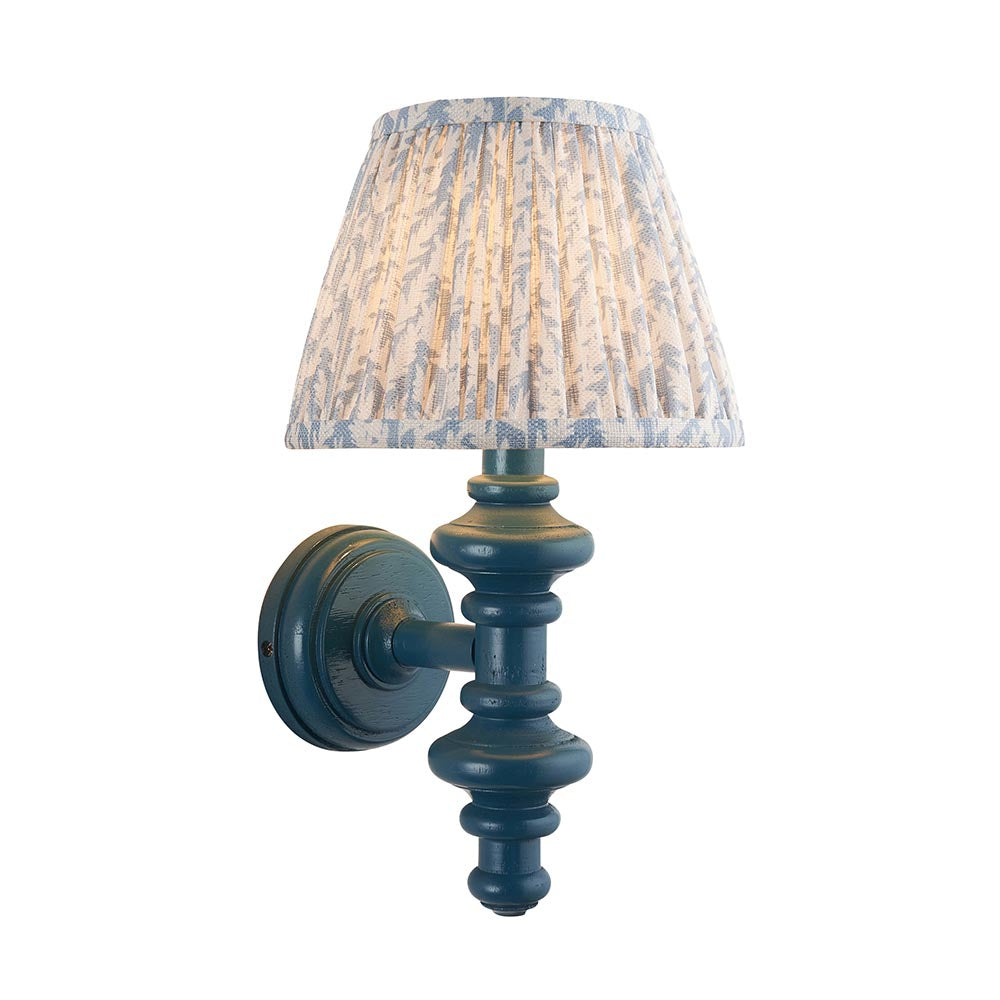 Carnaby And Leaf 20cm Shell Bay Blue Shade Wall Light With Satin Marlin Blue Base