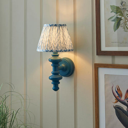 Carnaby And Leaf 20cm Shell Bay Blue Shade Wall Light With Satin Marlin Blue Base