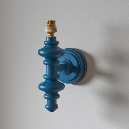 Carnaby And Ikat 20cm Pearl Grey Shade Wall Light With Satin Marlin Blue Base