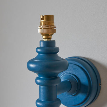 Carnaby And Ikat 20cm Pearl Grey Shade Wall Light With Satin Marlin Blue Base