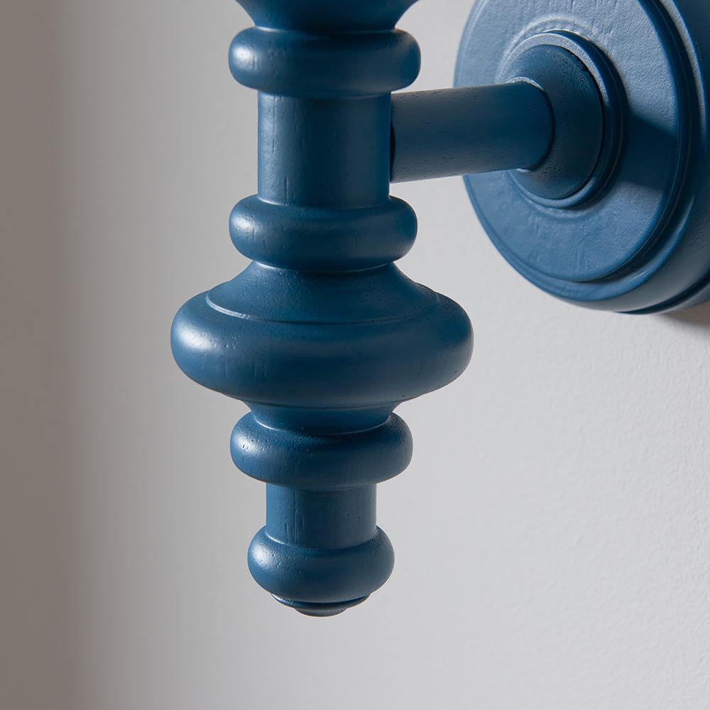 Carnaby And Ikat 20cm Pearl Grey Shade Wall Light With Satin Marlin Blue Base
