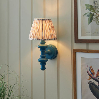 Carnaby And Ikat 20cm Neutral Shade Wall Light With Satin Marlin Blue Base