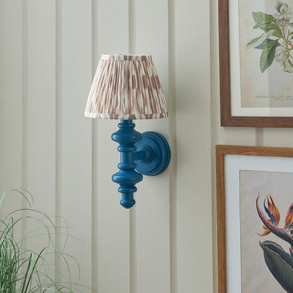 Carnaby And Ikat 20cm Neutral Shade Wall Light With Satin Marlin Blue Base