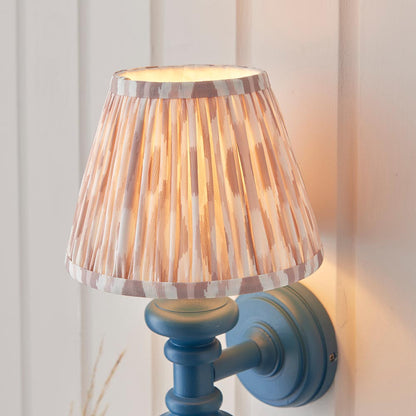 Carnaby And Ikat 20cm Neutral Shade Wall Light With Satin Marlin Blue Base