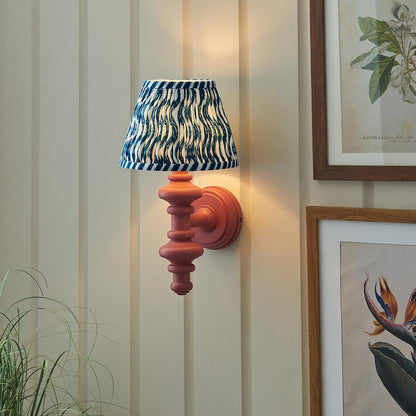 Carnaby And Ripple 20cm Marlin Blue Shade Wall Light With Satin Pink Clay Base