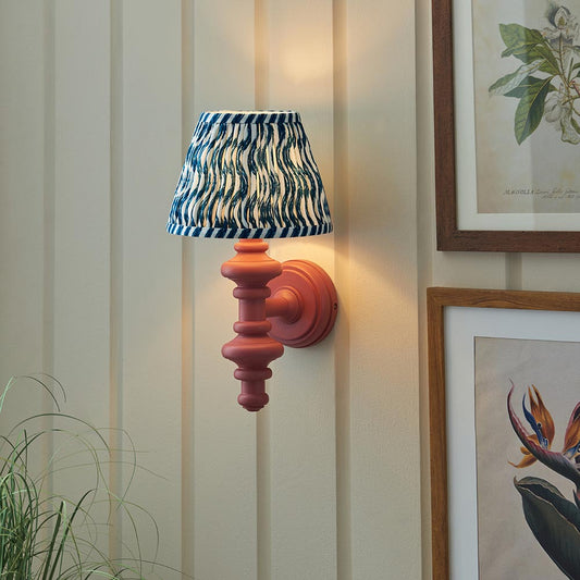 Carnaby And Ripple 20cm Marlin Blue Shade Wall Light With Satin Pink Clay Base