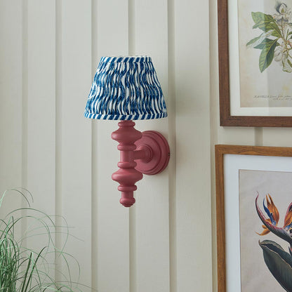 Carnaby And Ripple 20cm Marlin Blue Shade Wall Light With Satin Pink Clay Base