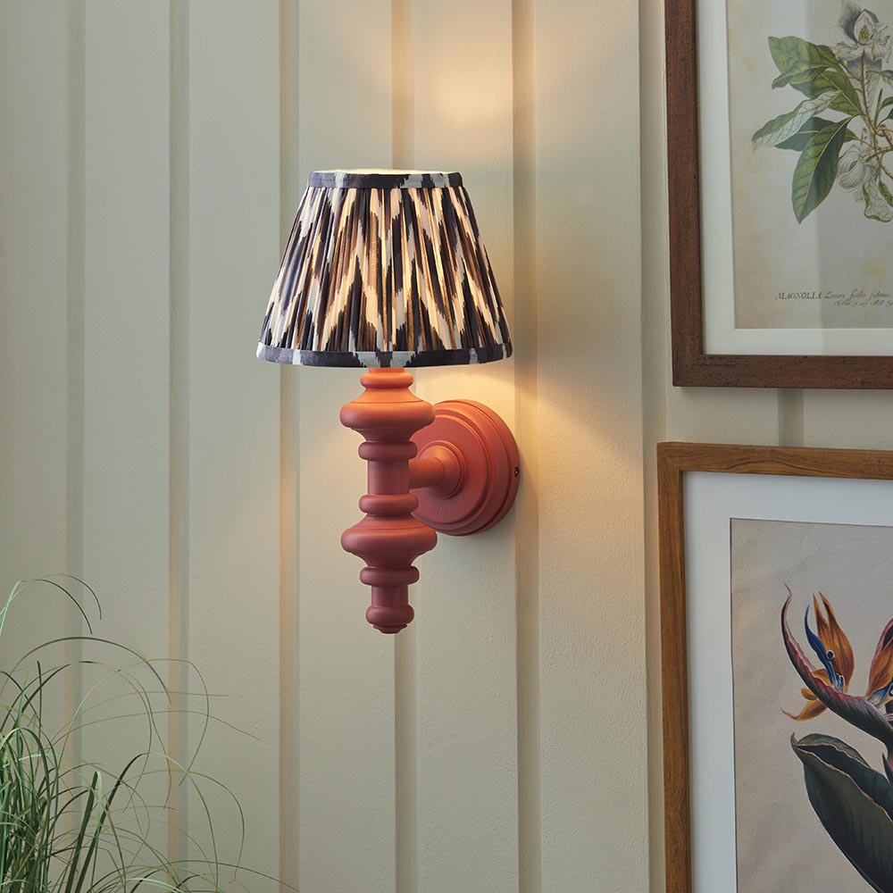 Carnaby And Zigzag 20cm Pearl Grey Shade Wall Light Satin Pink Clay Base