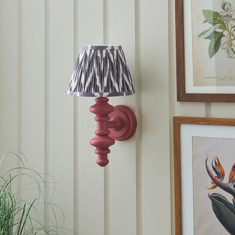 Carnaby And Zigzag 20cm Pearl Grey Shade Wall Light Satin Pink Clay Base