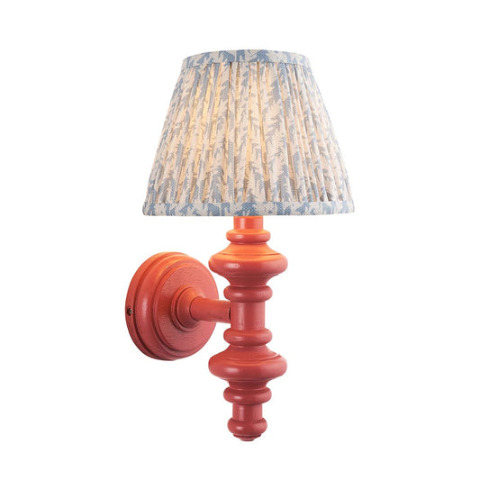 Carnaby And Leaf 20cm Shell Bay Blue Shade Wall Light With Satin Pink Clay Base