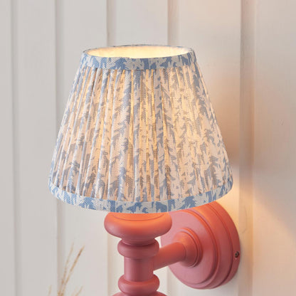 Carnaby And Leaf 20cm Shell Bay Blue Shade Wall Light With Satin Pink Clay Base