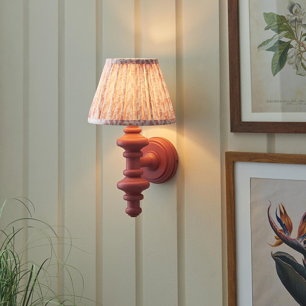 Carnaby And Leaf 20cm Peachy Keen Shade Wall Light With Satin Pink Clay Base