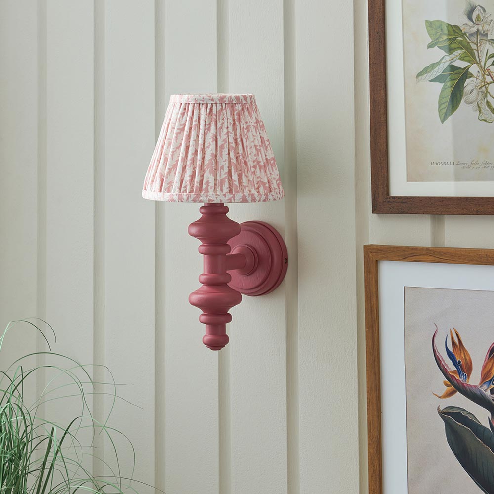 Carnaby And Leaf 20cm Peachy Keen Shade Wall Light With Satin Pink Clay Base