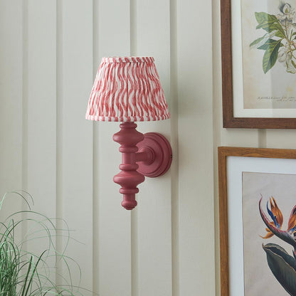 Carnaby And Ripple 20cm Coral Pink Shade Wall Light With Satin Pink Clay Base
