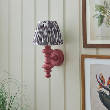 Carnaby And Ikat 20cm Pearl Grey Shade Wall Light With Satin Pink Clay Base