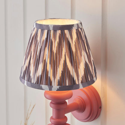 Carnaby And Ikat 20cm Pearl Grey Shade Wall Light With Satin Pink Clay Base