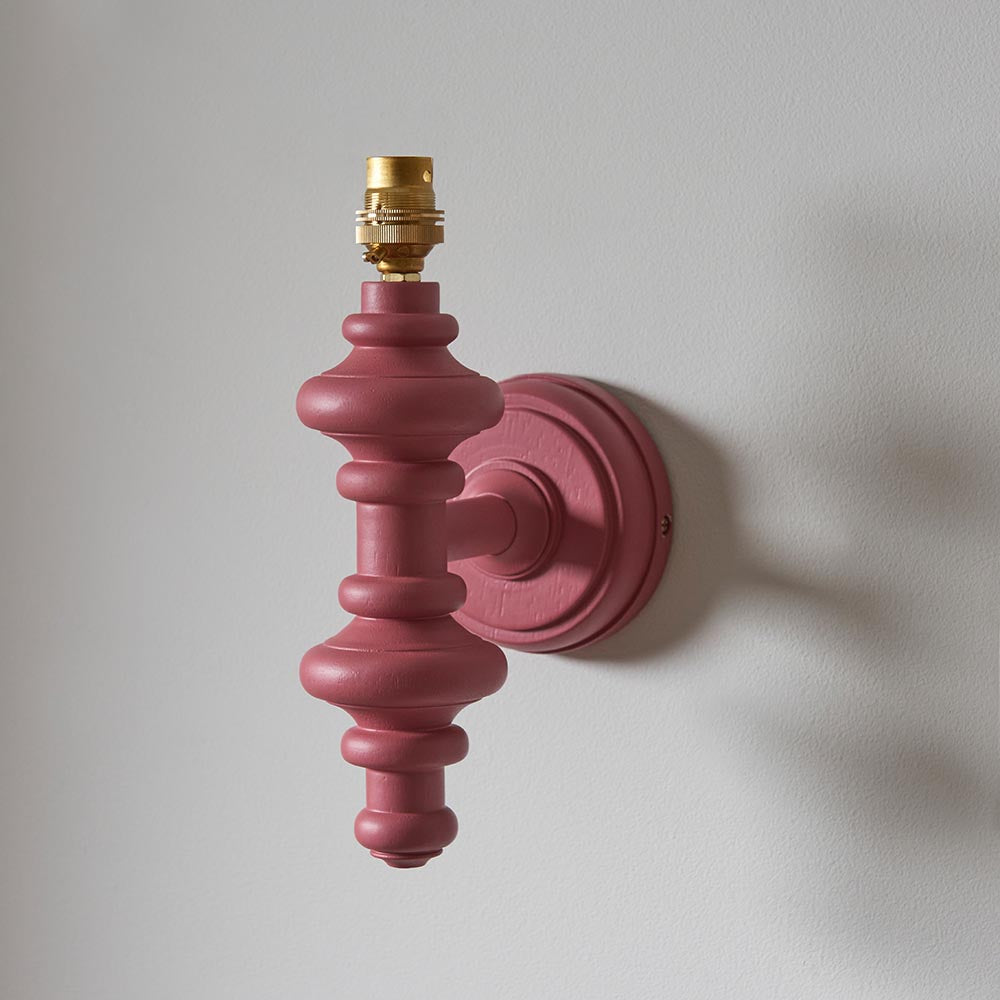Carnaby And Ikat 20cm Neutral Shade Wall Light With Satin Pink Clay Base