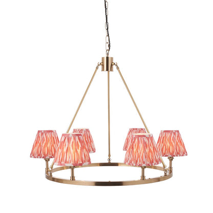 Chester And Ikat 6 Lights 16cm Coral Pink Shade Ceiling Light In Aged Brass