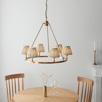 Chester And Leaf 6 Lights 16cm Herb Garden Green Shade Ceiling Light In Aged Brass