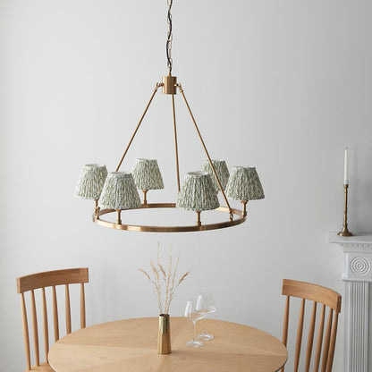 Chester And Leaf 6 Lights 16cm Herb Garden Green Shade Ceiling Light In Aged Brass