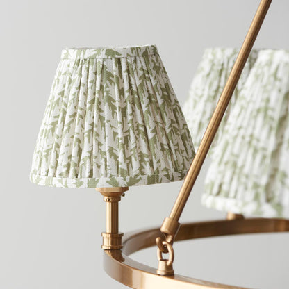 Chester And Leaf 6 Lights 16cm Herb Garden Green Shade Ceiling Light In Aged Brass