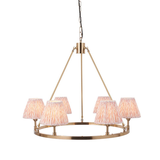 Chester And Leaf 6 Lights 16cm Peachy Keen Shade Ceiling Light In Aged Brass