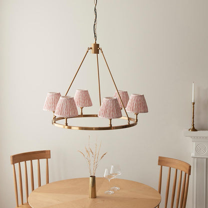 Chester And Leaf 6 Lights 16cm Peachy Keen Shade Ceiling Light In Aged Brass