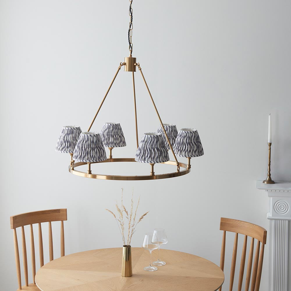 Chester And Ripple 6 Lights 16cm Pearl Grey Shade Ceiling Light In Aged Brass