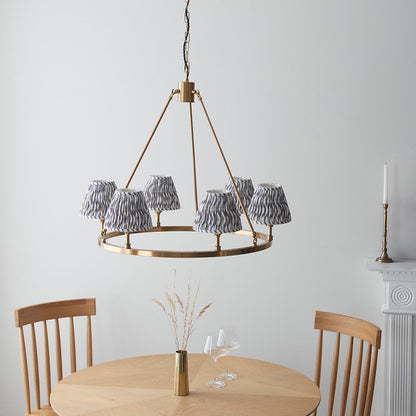 Chester And Ripple 6 Lights 16cm Pearl Grey Shade Ceiling Light In Aged Brass