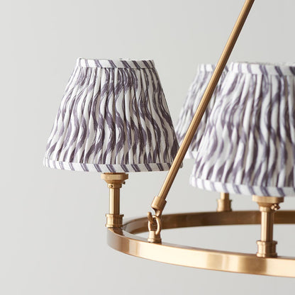 Chester And Ripple 6 Lights 16cm Pearl Grey Shade Ceiling Light In Aged Brass