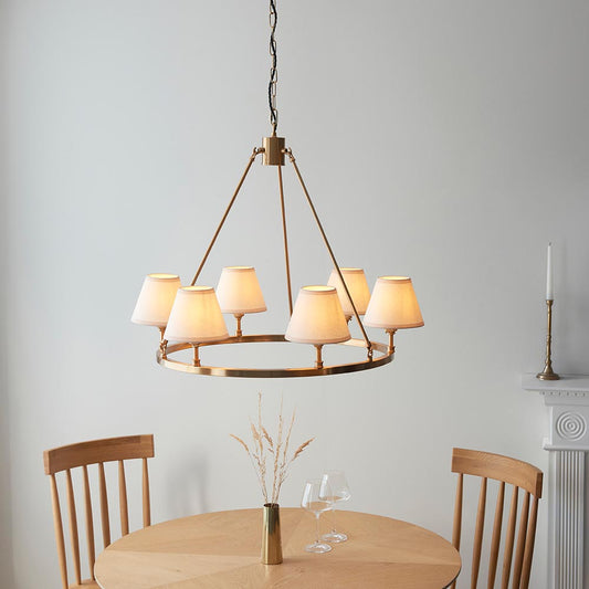 Chester And Ivy 6 Lights 16cm Vintage White Shade Ceiling Light In Aged Brass