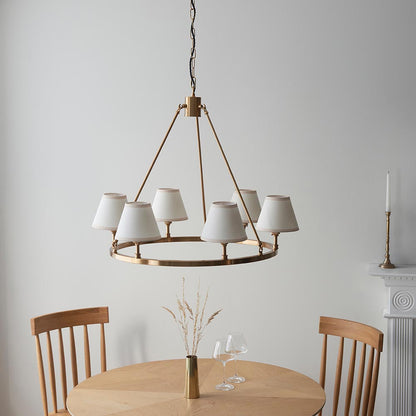 Chester And Ivy 6 Lights 16cm Vintage White Shade Ceiling Light In Aged Brass