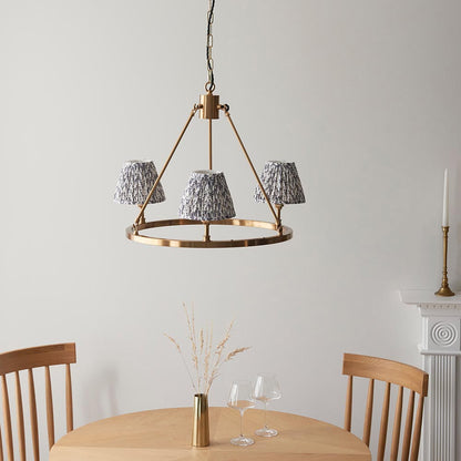 Chester And Leaf 3 Lights 16cm Pearl Grey Shade Ceiling Light In Aged Brass