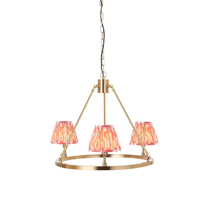 Chester And Ikat 3 Lights 16cm Coral Pink Shade Ceiling Light In Aged Brass