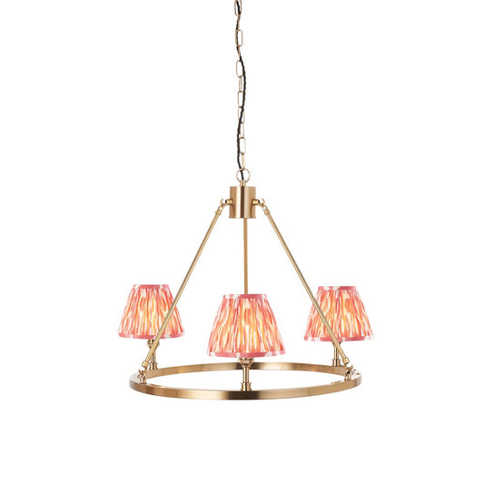 Chester And Ikat 3 Lights 16cm Coral Pink Shade Ceiling Light In Aged Brass