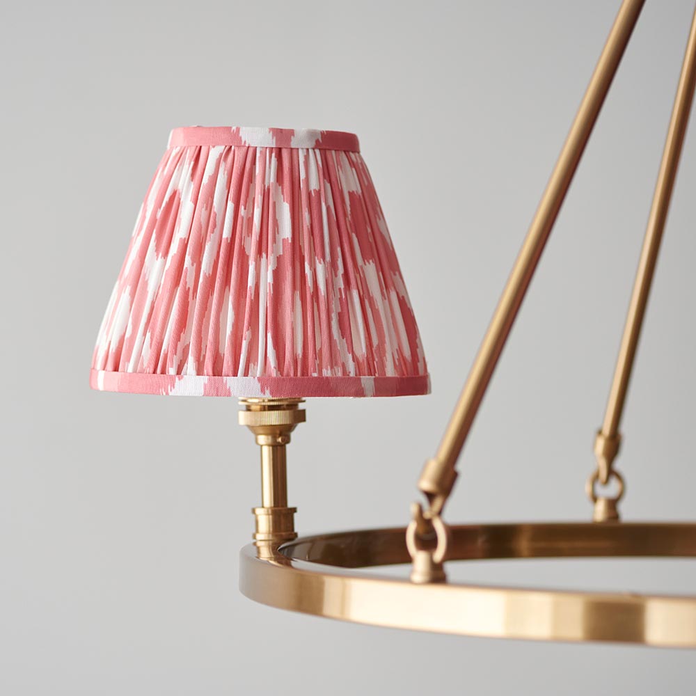 Chester And Ikat 3 Lights 16cm Coral Pink Shade Ceiling Light In Aged Brass