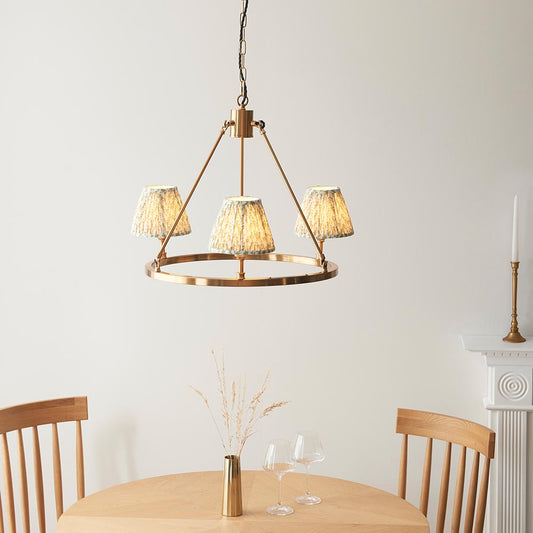 Chester And Leaf 3 Lights 16cm Herb Garden Green Shade Ceiling Light In Aged Brass