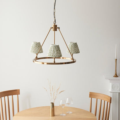 Chester And Leaf 3 Lights 16cm Herb Garden Green Shade Ceiling Light In Aged Brass