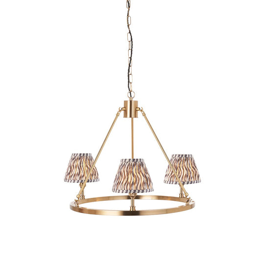 Chester And Ripple 3 Lights 16cm Pearl Grey Shade Ceiling Light In Aged Brass