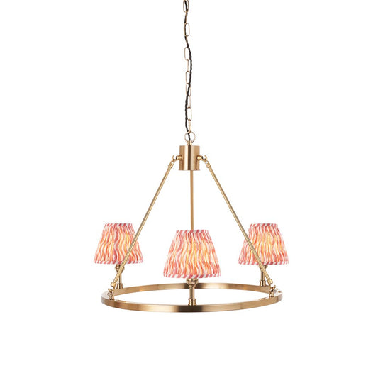 Chester And Ripple 3 Lights 16cm Coral Pink Shade Ceiling Light In Aged Brass