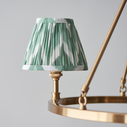 Chester And Zigzag 3 Lights 16cm Cotswold Green Shade Ceiling Light In Aged Brass