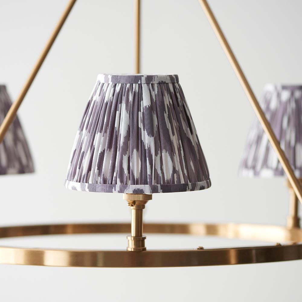 Chester And Ikat 3 Lights 16cm Pearl Grey Shade Ceiling Light In Aged Brass