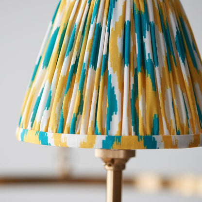 Chester And Ikat 3 Lights 16cm Yellow And Jade Shade Ceiling Light In Aged Brass
