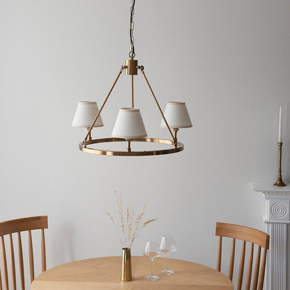 Chester And Ivy 3 Lights 16cm Vintage White Shade Ceiling Light In Aged Brass
